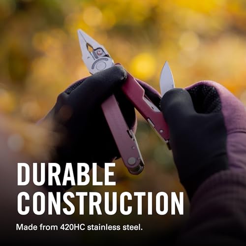 Image of LEATHERMAN, Rebar Multitool with Premium Replaceable Wire Cutters and Saw, Heathered Cranberry