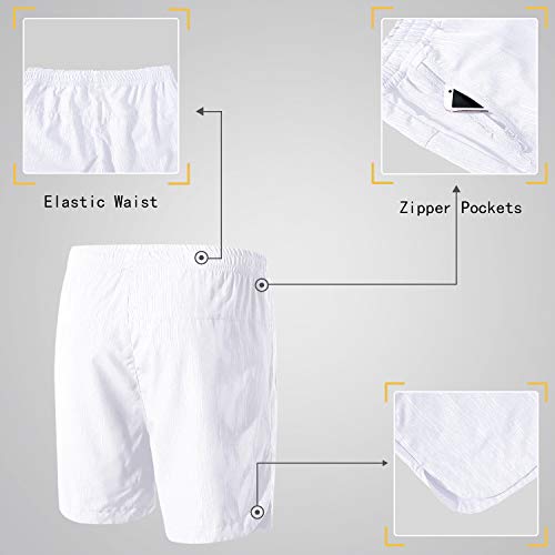 Ltifone Athletic Shorts For Men, Quick Dry Mens Workout Shorts, Training Dry Fit Men Shorts With Zipper Pockets, For Running White #TOP1