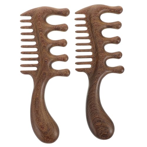 FOMIYES 2Pcs Wooden Scalp Massage Comb Multi Functional Wide Tooth Brush for Scalp Massaging and Relaxation Sandalwood Hair Brush for Men and Women
