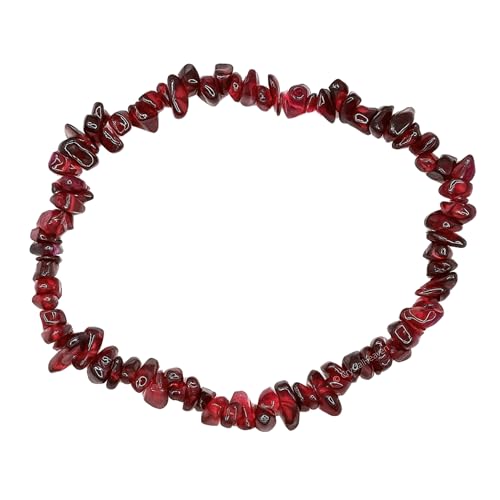 Image of Certified Garnet Bracelet for Women Men with Healing Crystal and Reiki Stone - Beautiful Gemstone Beaded Bracelet for Balance, Harmony & Positive Energy (Chips Stone Beads)