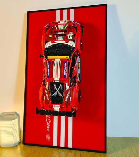 iCUANUTY Display Wall Mount for Lego 42125 Ferrari 488 GTE AF Corse #51, Unique Decorative Metal Frame Display Wall Board for Lego Car Wall Mount - Ideal Gifts for Lego Lovers,Size:29.5x17.7 in