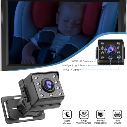 Image of Shkalacar Baby Car Camera 4.3 inch HD Night Vision Baby Car Mirror- 1080P Night Vision Rear Facing Baby Monitor, 150 Wide View Angle for Infants Kids Pets with Camera USB Plug