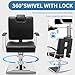 Barber Reclining Chair with Headrest - Heavy Duty Hydraulic Pump Height Adjustable,360°Swivel ,Max Load Weight 440 Lbs,Beauty Salon Spa,Barbershop,Hairdresser Cutting,Styling Stylist,Braiding (Black)
