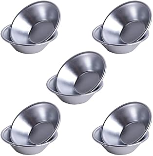 Set of 10 Muffin Cupcake Cups, Mini Pie Dishes Quiche Pie Tart Tins, Thicker Cake Cup Egg Tart Pudding Mould DIY Tools, Individual Round Pie Tins Non-Stick Coating Quiche Baking Moulds, Silver