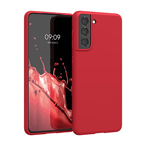 kwmobile Housse Compatible avec Samsung Galaxy S21 Coque - Housse de téléphone Protection Souple en Silicone - Rouge Classique