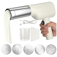 Nudelmaschine Elektrische, Wiederaufladbare Pasta Maker mit 5 Pressformen, Automatische Handheld Noodle Maker, Tragbare Elektrische Nudelmaschine für Familie, Reisen, Picknick