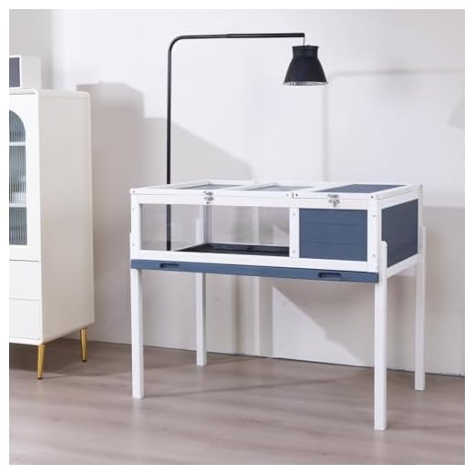 BIRASIL Wood Tortoise House, Indoor Turtle Habitat Reptile Cage, Tortoises Enclosure for Small Animals Lizards Hamster