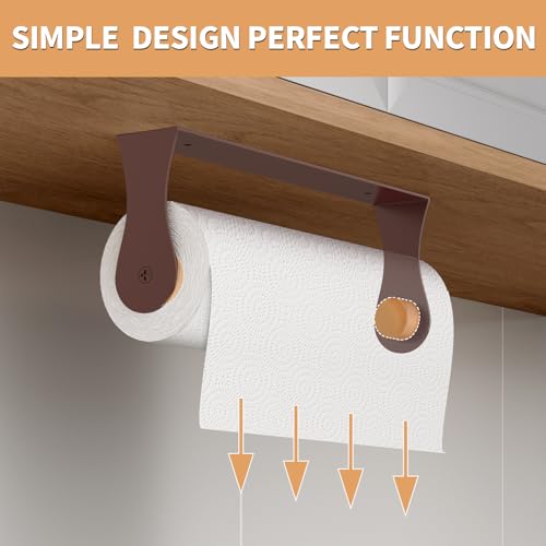 Image of Oil Rubbed Bronze Paper Towel Holder Under Cabinet, Oil Rubbed Bronze Kitchen Accessories Decor, Wall Mount Paper Towel Holder for Bathroom, Stainless Steel, Adhesive or Screws
