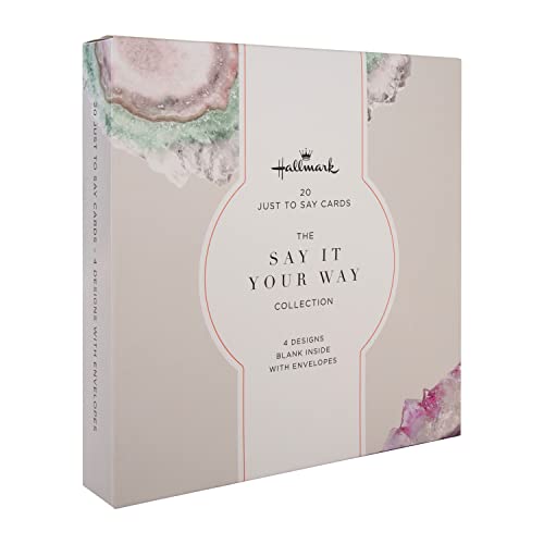 Hallmark 'Just To Say' Cards - Multipack of 20 in 4 Geode Designs, Pastel Geode Crystal Pack, 16 x 16 cm