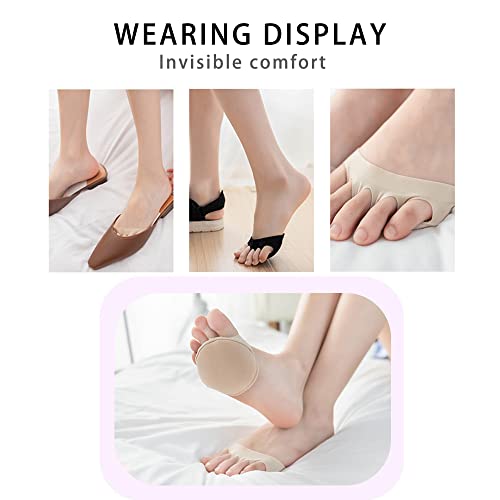 Image of Ball of Foot Cushions Honeycomb Fabric Metatarsal Pads Invisible Socks Pads for Women and Men Reusable Forefoot Pads (15 Pairs-(Black-Beige-Gray-White-Pink))
