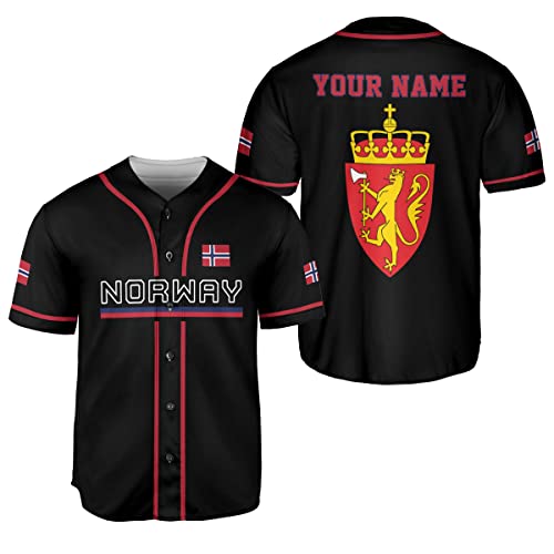 Podagree Personalized Norway Baseball Jersey Shirt Norwegian Pride Flag Roots Norwegian Jersey Soccer for Men and Women (NW12)
