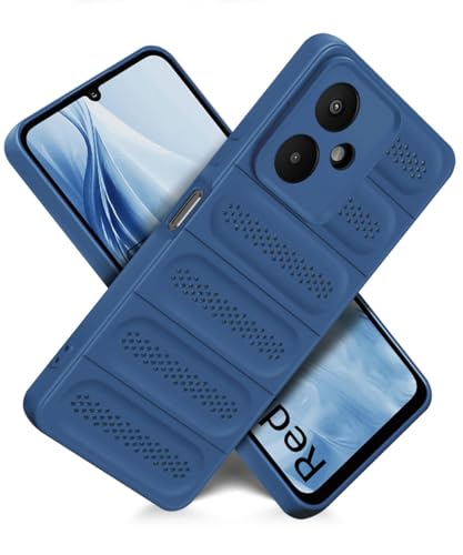 Image of WOW IMAGINE Ultimate Silicone Back Cover Case for Mi Redmi 13C 5G | Redmi 13C 4G | Poco M6 5G | Poco C65 | Heat Dissipation Soft TPU | 360 Camera Protection | Breathable Cooling Holes - Deep Blue