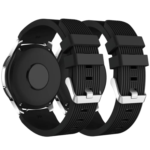 Image of 2 Pack 22mm Strap for Samsung Galaxy Watch 46mm Strap, Band Replacement for Samsung Galaxy Watch 3 45mm /Gear S3 Frontier, Soft Silicone Band for Huawei GT 2 46mm