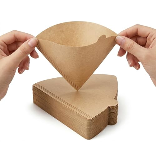 Size 02 Cone Coffee Filters (200 Count), Unbleached V02 Natural Paper for 1-4 Cups, Compatible with Conical Pour Over Coffee Dripper & Drip Coffee Maker, Smooth Taste for Home Office Daily Brew