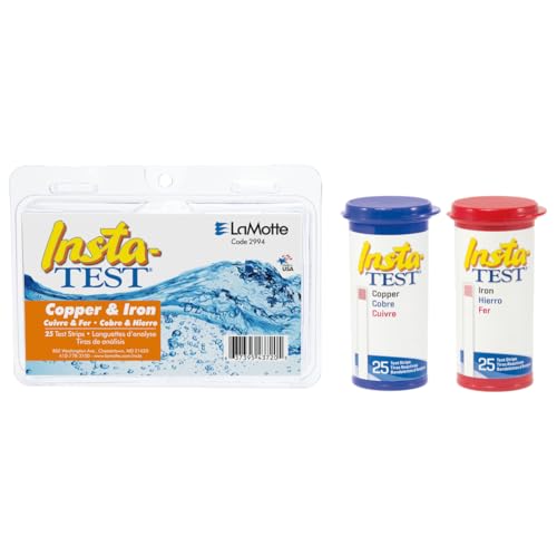 LaMotte 2994 Insta-Test Iron and Copper Multi-Factor Test Strip Kit, 0-5ppm Iron Range, 0-3ppm Copper Range, 25 Count Tubes