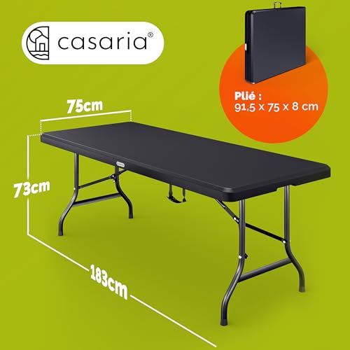 Table de camping pliante 183cm : la solution robuste anti-taches pour 8 personnes