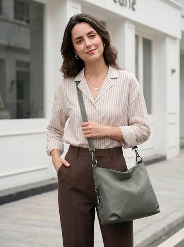 Image of YALUXE Women's Real Leather Shoulder Bags Hobo Handbags Purse Crossbody Bag