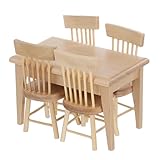 CLISPEED Muebles Miniatura Mesa y Sillas de Roble Duradero para Casa de Mu&ntilde;ecas Accesorios Realistas y