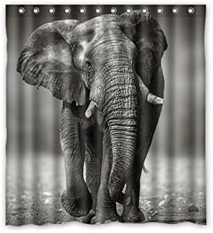 KXMDXA Black White Style Old Elephant Waterproof Polyester Shower Curtain 66x72 Inch Bathroom Decor