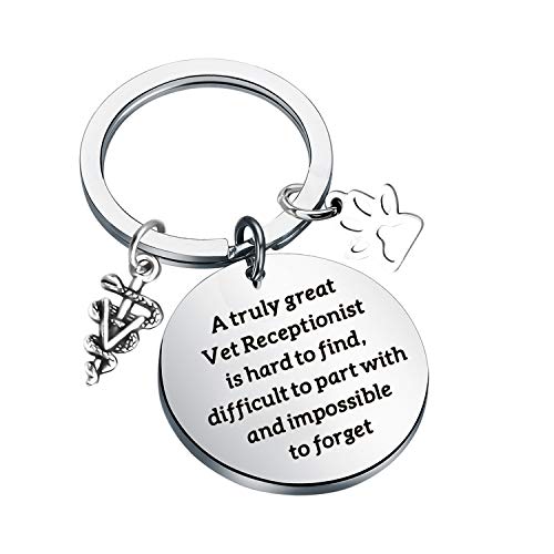 Image of CENWA Vet Receptionist Gift A Truly Great Vet Receptionist is Hard to Find Keychain Veterinary Assistant Vet Nurse Gift