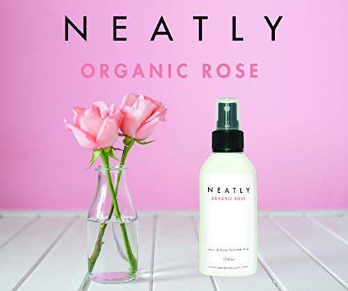 Unbekannt Neatly Hair & Body Perfume Mist I mit Rosen Aroma I Natürliches Haar- und Körperspray Für Den Sommer 100 ml I Erfrischungspray mit Lavedelöl I Aloe Vera Für Gepflegte Haut