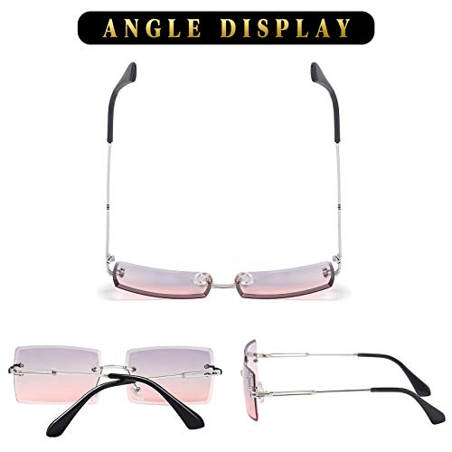 Image of Stylish Small Rectangle Sunglasses Women Men Tinted Frameless Eyewear Ultralight Candy Color Ocean Sun Glasses Shades NP1034