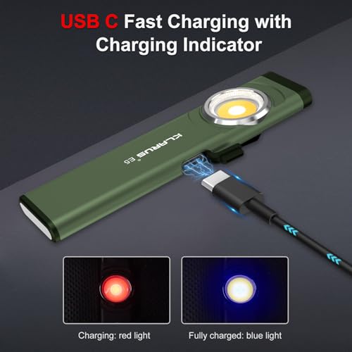 Klarus E5 Pocket Flashlight, Rechargeable Edc Flashlight, Super Slim 4.2X1X0.3Inch, 470 Lumens, Usb-C Port, Ipx4, Dual Light Source With Magnetic Base, Hat & Clothes Clip thumb #5