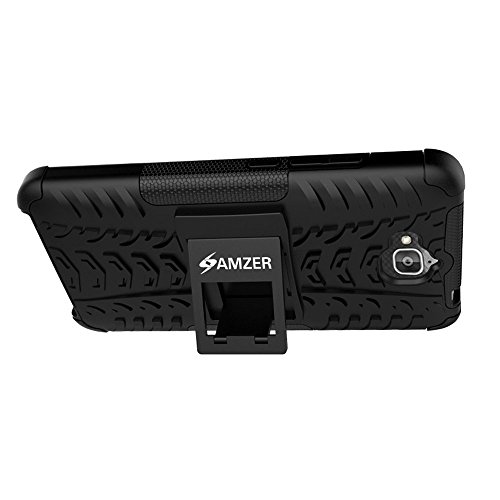 Amzer Hybrid Warrior Impact Resistant Case Skin For Huawei Honor Holly 2 Plus - Retail Packaging - Black/Black #TOP4