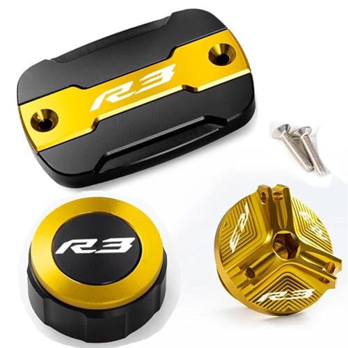 Tapa de protección aceite freno con acabado premium dorado para motos YZFR3