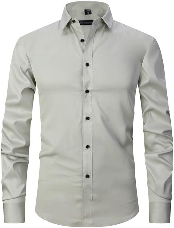 Ymosrh Men's Long Sleeve Button Down Shirts Casual Shirt Wrinkle Free Dress Shirts Up, S-XL