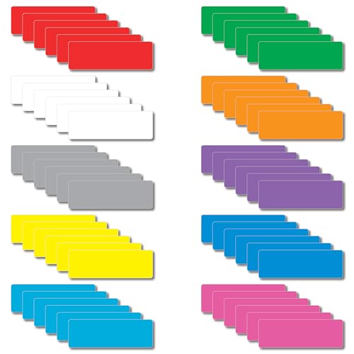 IMAGAME Magnetic Dry Erase Magnets Labels 3x1 inches, Reusable Name Tags, Organizing Schedules in Office/Classroom. Work on Fridge/White Board (Multicolor 60Pcs)