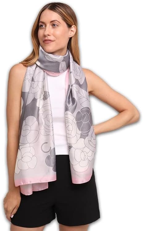 Trillion London® Spring Collection Silk Scarf - Silk Neck Scarf For Women - Ladies Lightweight Scarves Shawl Wraps 70" x 35" - Image 2