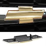 Cardiytools Front Grill Gold Grille Bowtie Emblem Fits Silverado 1500 2500 HD 3500 (Gold)