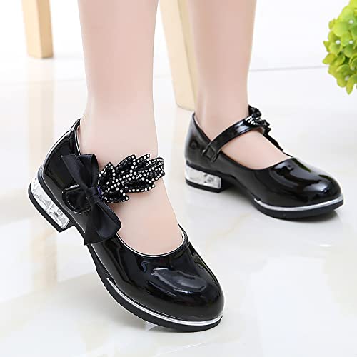 Toddler Princess Shoes,Little Girls Kids Low Heel Bowknot Princess Shoes Wedding School Party Dress Shoes 3-13 Years2