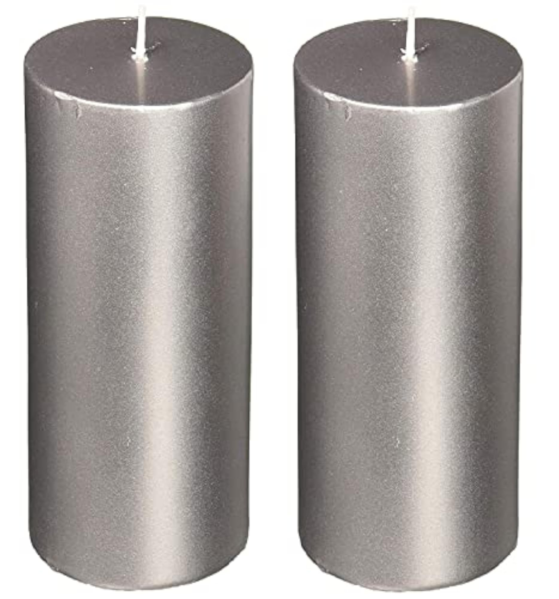 Silver Plain Pillar Candles, Pack of 2, Premium