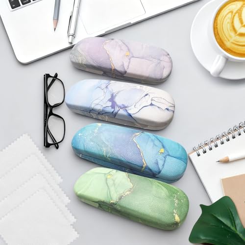 Image of Hard Shell Eyeglasses Case, Eye Glass Cases Womens Hard Shell With Cleaning Cloth Portable Eyewear Case for Women Men