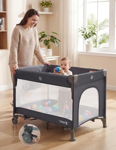 Dripex 5 in 1 Baby Bassinet, 2-Level Height Bedside Bassinet, Storage Pocket & Breathable Mesh - Foldable Portable Bedside Crib for 0 to 12 Months, Dark Grey — view 6