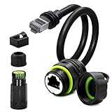 Duttek Wasserdichtes Cat 6 Ethernet Kabel für den Außenbereich, wasserabweisendes Design mit UV Schutzhülle, 24 AWG, 1200 Mbit/s Highspeed Gigabit Internet Netzwerkkabel, CCA-UTP, Schwarz (0,5 Meter)