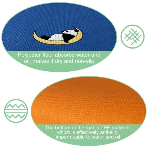 Tapete absorbente para cocina lavable de diseño panda con base de seguridad 6