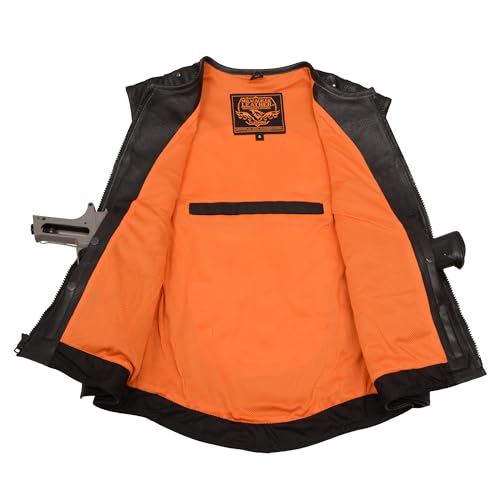 Milwaukee Leather MLM3530 Men's SWAT Style Leather Biker Vest with Gun Pocket (2X-Large)