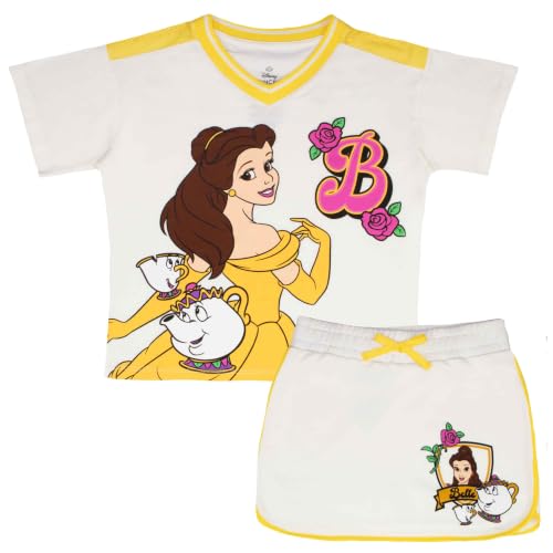 Image of Disney Princess, Lilo and Stitch, Minnie Mouse, Moana and Frozen Girls 2-Piece Sets - Short Sleeve T-Shirt and Skort for Kids