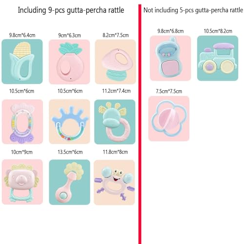 Baby Teether Toy Rattle for Baby Toys 10+ Months Plus with Storage Box -14 Pcs BPA Free Soft Silicone Teething Toys Newborn Baby Sensory Toys for 1+ Year Old Early Educational Gifts (14Pcs)