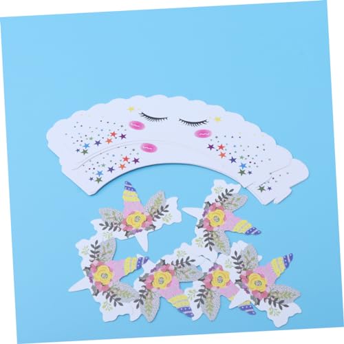 Abaodam 180 Conjuntos Embalagem e Topo De Bolo Embalagem De Cupcake De Unicórnio Topo De Bolo Unicór