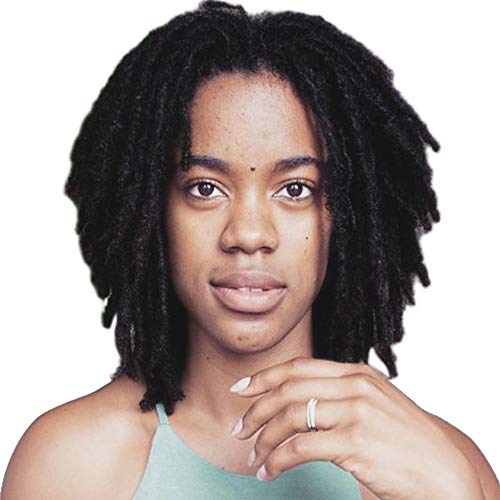 fani Dreadlock Curly Synthetic Wig Short Braided Twist Wig with Adjustable Elastic Band for African American Women (6 Inch, Black)