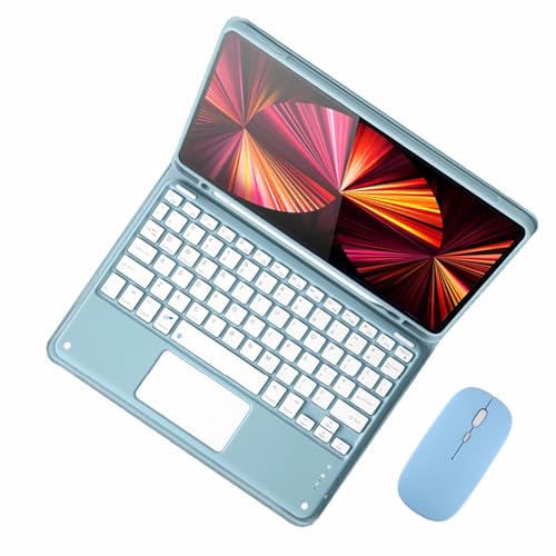 GUPENAA Funda con Teclado para iPad Mini 6.ª Generación 8.3 Pulgadas 2021 con Trackpad, Contiene Ñ, Portalápices Integrado, Teclado Bluetooth Inalámbrico Magnético Desmontable con Ratón,Azul