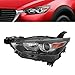 PIAOYUE For 2016-2022 Mazda CX-3 Left Halogen Headlight Headlamp w/o LED DRL Replacement Driver Side Clear Lens Black Housing