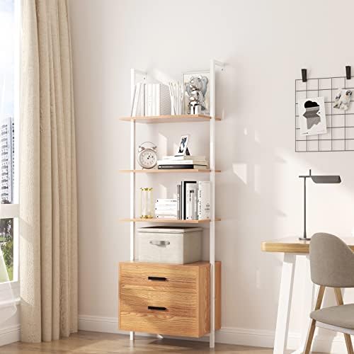 SDHYL Ladder Shelf with Drawer 4Tier Ladder Shelf
