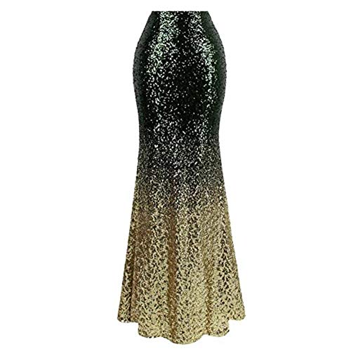 Mermaid Skirts For Women Length Maxi High Waist Sequin Prom Cocktail