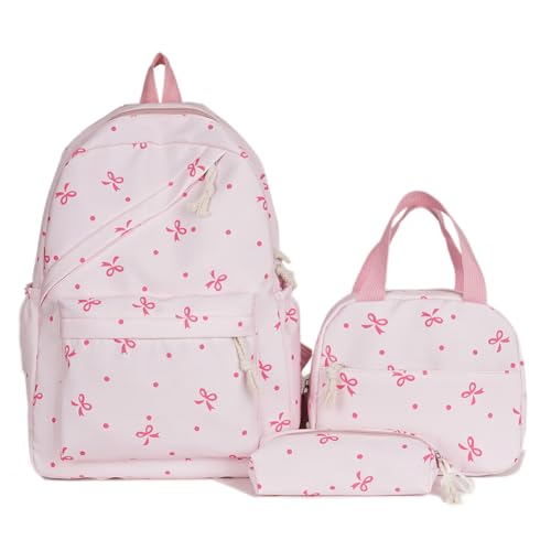 3Pcs Set Bow Backpack Coquette Bow Backpack, Cute Kawaii Backpacks Aesthetic Daypack Bow Rucksack with luch bag