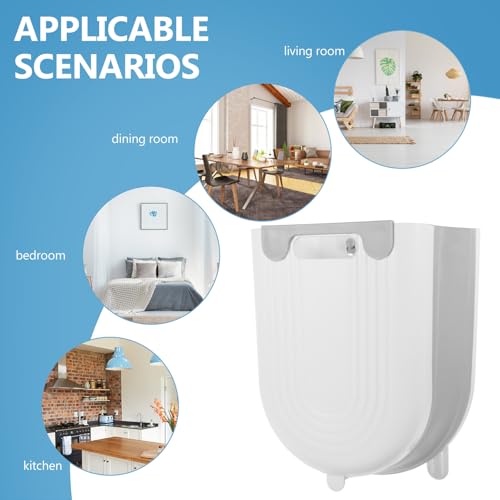 Caneca de basura plegable para cocina colgante gris-blanco miniatura 4